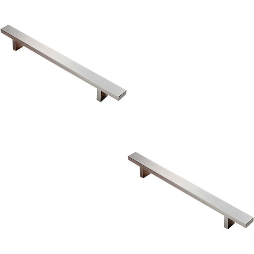 2x Rectangular T Bar Pull Handle 197 x 20mm 128mm Fixing Centres Stainless Steel Loops