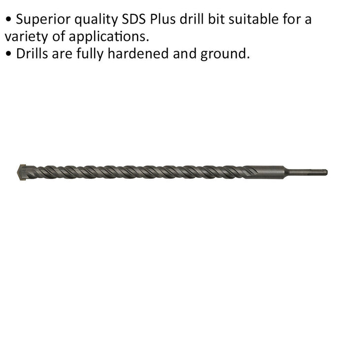 28 x 450mm SDS Plus Drill Bit - Fully Hardened & Ground - Smooth Drilling Loops