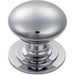 Victorian Round Cupboard Door Knob 42mm Dia Polished Chrome Cabinet Handle Loops