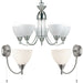 5 Lamp Ceiling & 2x Wall Light Pack Satin Chrome Glass Matching Indoor Fittings Loops