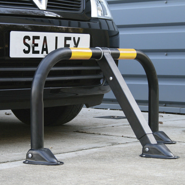 Triple Legged Parking Barrier - 50mm Tube Steel - 980mm Width - Integral Lock Loops