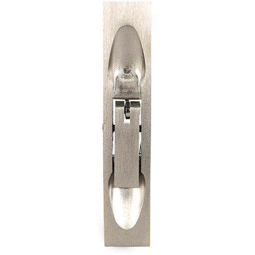 Lever Action Flush Door Bolt with Flat Keep Plate 204 x 20mm Satin Nickel Loops
