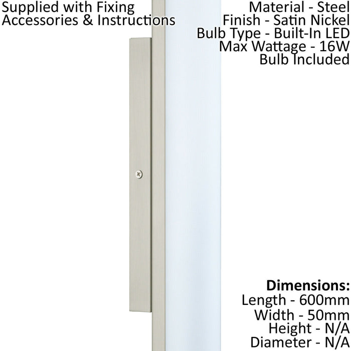 Wall/Mirror Light Colour Satin Nickel Shade White Satin Glass Bulb LED 16W Loops