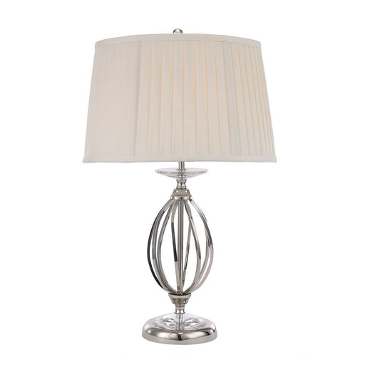 Table Lamp Ivory Shade Cut Glass Droplets Metal Base Polished Nickel LED E27 60W Loops