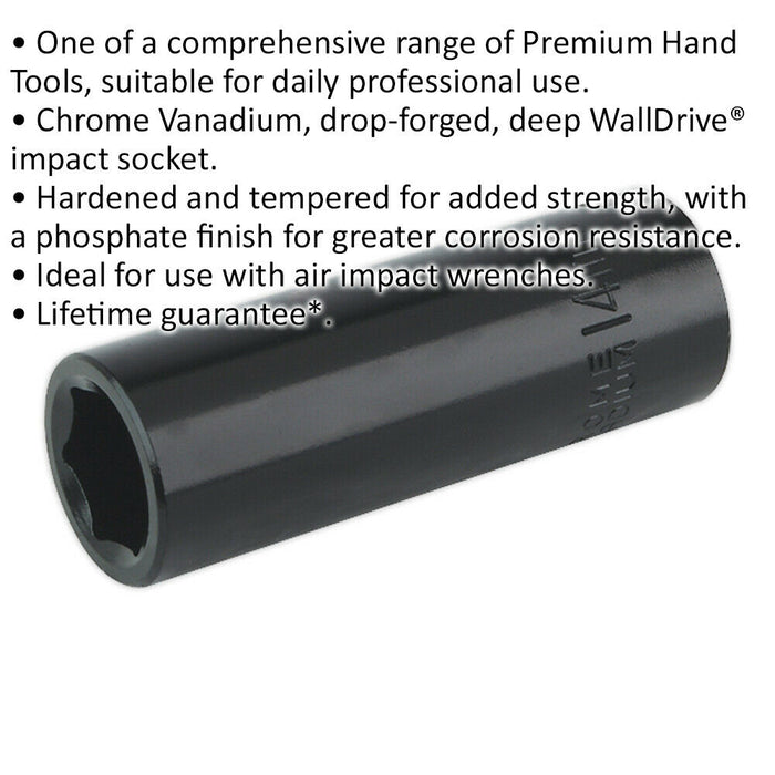 14mm Forged Deep Impact Socket - 3/8 Inch Sq Drive Chrome Vanadium Wrench Socket Loops