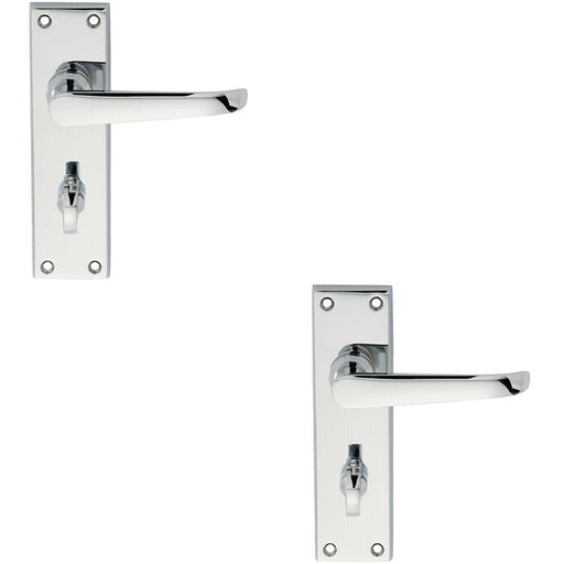 2x PAIR Straight Victorian Lever on Bathroom Backplate 150 x 42mm Chrome Loops