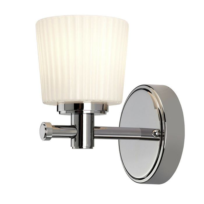 IP44 Wall Light Round Opaque Ridged Glass Polished Chrome LED G9 3.5W Loops