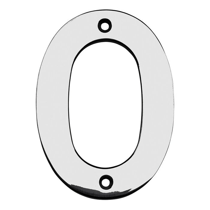 100mm Front Door Numerals '0' 82mm Fixing Centres Bright Stainless Steel Loops