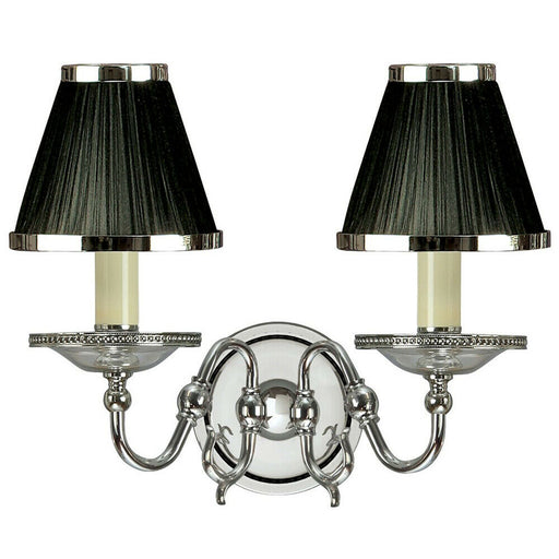 Luxury Flemish Twin Wall Light Bright Nickel Black Shade Traditional Lamp Holder Loops
