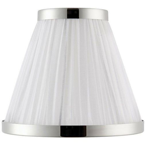 6" Luxury Round Tapered Lamp Shade White Pleated Organza Fabric & Bright Nickel Loops