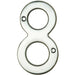 Satin Chrome Door Number 8 75mm Height 4mm Depth House Numeral Plaque Loops