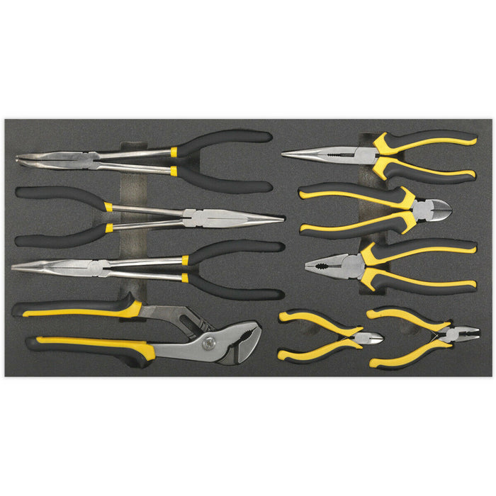 9pc PREMIUM Pliers & Snips Set with 510 x 270mm Tool Tray Long Nose Hardened Jaw Loops