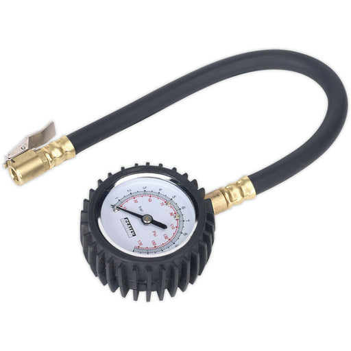 100psi Premium Tyre Pressure Gauge with Clip-On Connector - Rubber Bumper Reader Loops