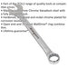 Hardened Steel Combination Spanner - 29mm - Polished Chrome Vanadium Wrench Loops