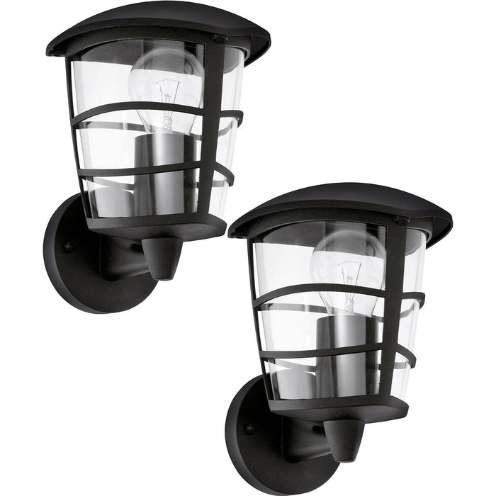 2 PACK IP44 Outdoor Wall Light Black Modern Lantern 1x 60W E27 Porch Lamp Loops