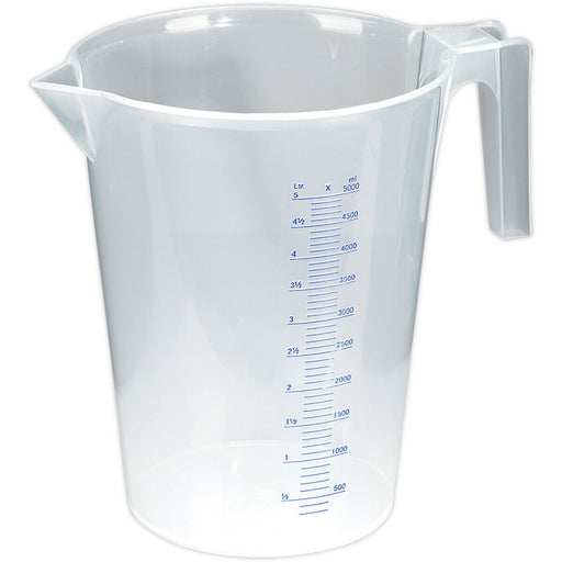 5 Litre Translucent Measuring Jug - Easy to Read Scale - Pouring Spout - Handle Loops