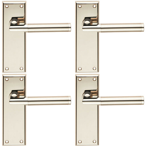 4x Round Bar Section Handle on Latch Backplate 150 x 50mm Polished Satin Nickel Loops