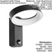 IP44 Outdoor Wall Light & PIR Sensor Anthracite Ring Lamp 11W Built in LED Loops