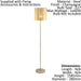 Floor Lamp Light Champagne Base Slim Stem Shade Gold Fabric Bulb E27 1x60W Loops