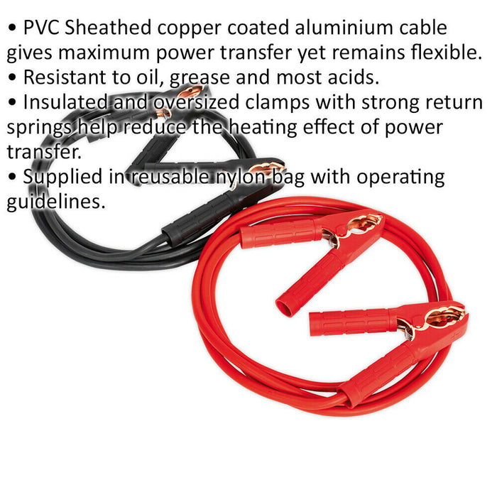350A Booster Cables - 25mm² x 3.5m - Copper Coated Aluminium - Insulated Loops