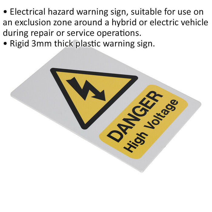 Plastic High Voltage Vehicle Warning Sign - Suction Cups on Base - Double Sided Loops