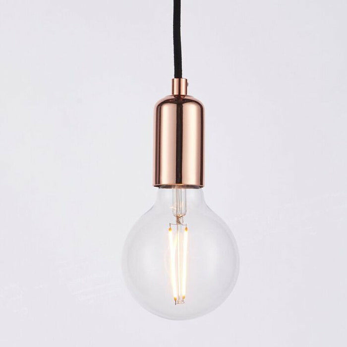 Hanging Ceiling Pendant Light & Rose Kit Gloss Copper Industrial Adjustable Lamp Loops