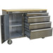 1220 x 460 x 950mm 4 Drawer Tool Chest - STAINLESS STEEL Wood Topped Mobile Case Loops