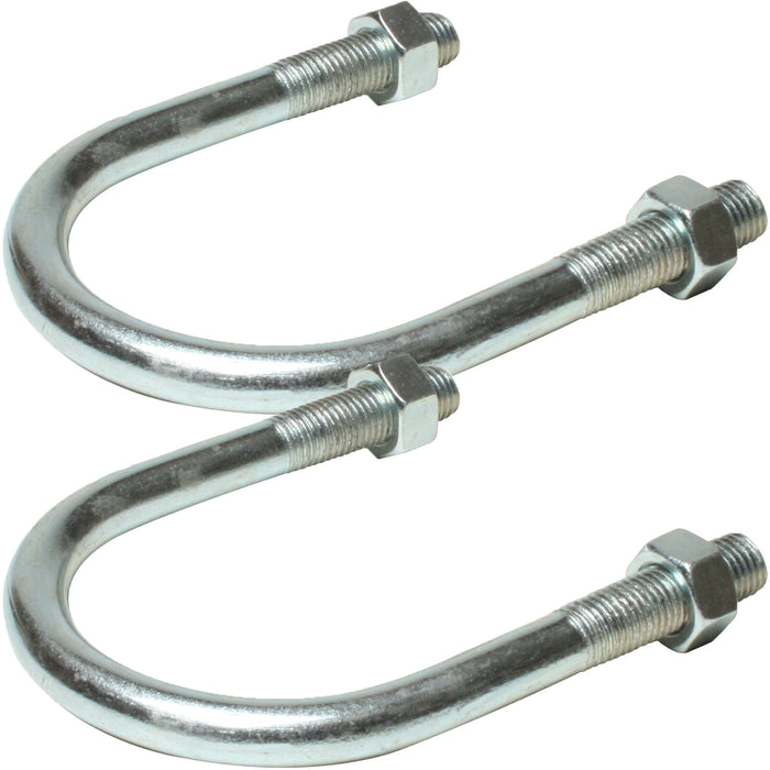2 Pack ½" 15 21mm U Bolts Zinc Plated Steel Nuts Pole Grip Bracket Clamp Loops