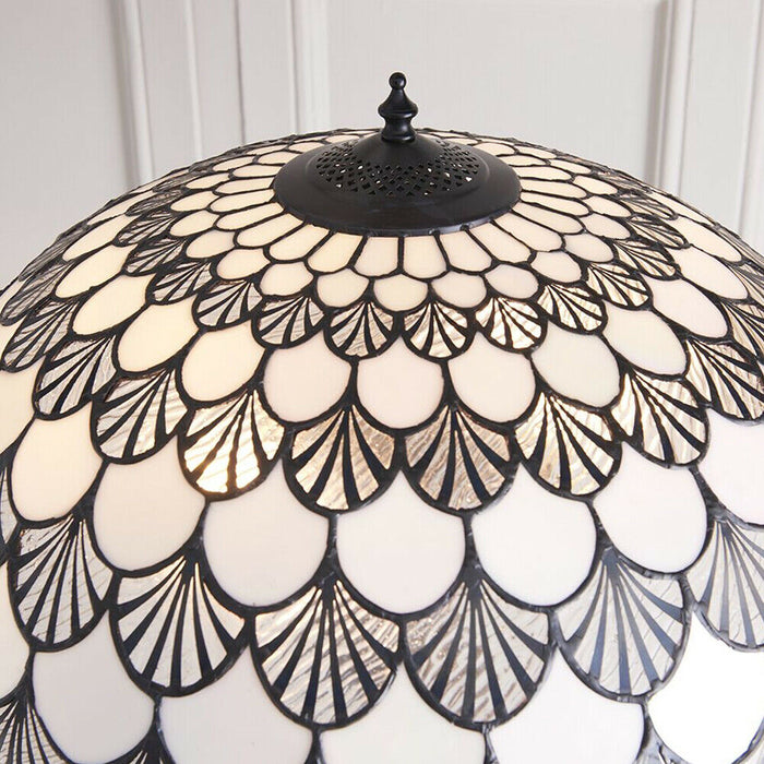1.5m Tiffany Twin Floor Lamp Dark Bronze & Retro Stained Glass Shade i00025 Loops