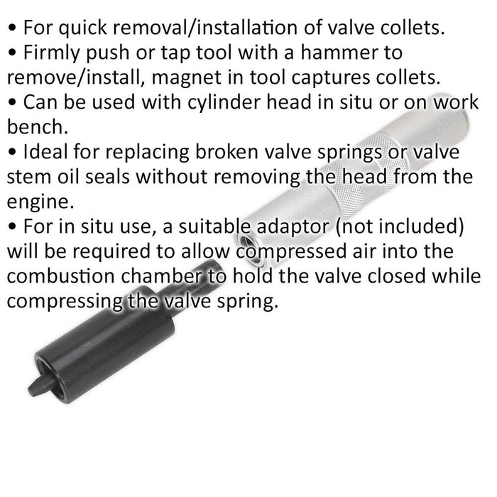 195mm Valve Collet Remover & Installer Tool - 4.5mm to 7.5mm Valves - Magnetic Loops