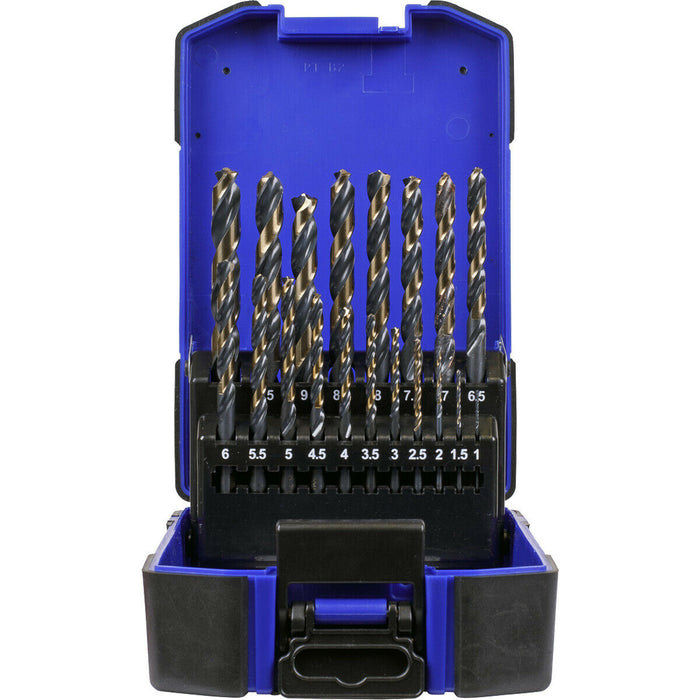 19 Piece HSS Tri-Point M2 Drill Bit Set - 1mm to 10mm Sizes - Self-Centring Tip Loops