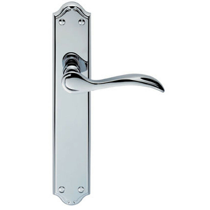 4x PAIR Curved Handle on Long Latch Backplate 245 x 45mm Polished Chrome Loops