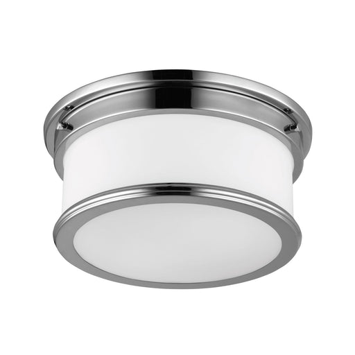 IP44 2 Bulb Flush Light Drum Shape Opaque Glass & Polished Chrome LED E27 3.5W Loops