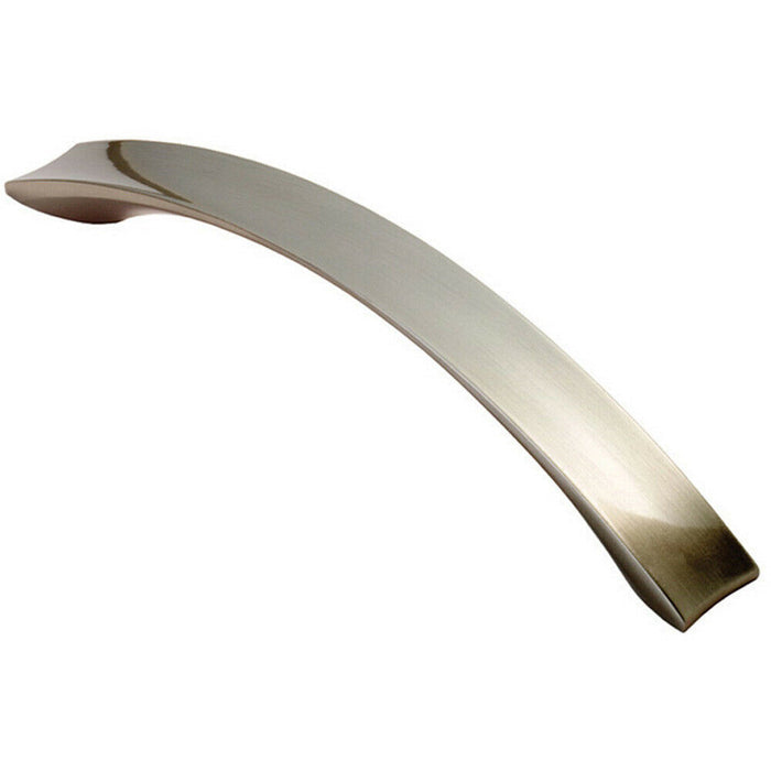 Concave Bow Cabinet Pull Handle 198 x 23mm 160mm Fixing Centres Satin Nickel Loops