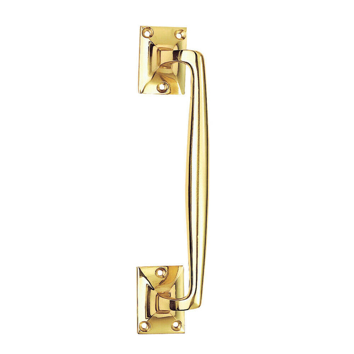 4x One Piece Door Pull Handle 250mm Length 54mm Projection Polished Brass Loops