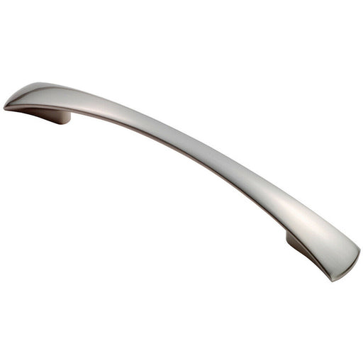 Tapered Pull Handle 172 x 16mm 128mm Fixing Centres Satin Nickel Curved Bow Loops