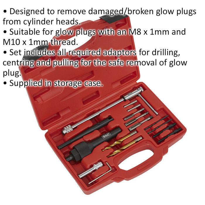 Damaged Glow Plug Removal Set - M8 & M10 Thread - Drilling Centring & Pulling Loops