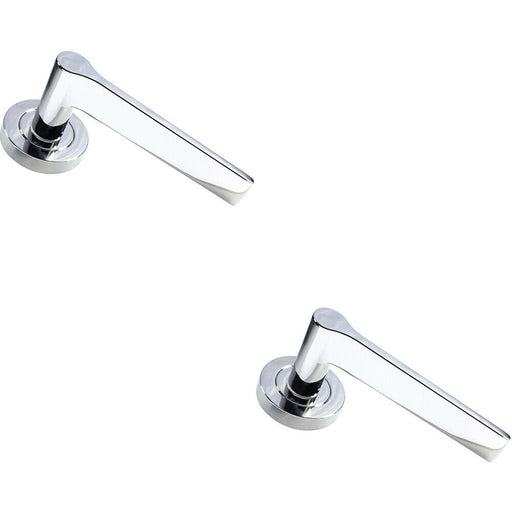 2x PAIR Straight Rounded Handle on Round Rose Concealed Fix Polished Nickel Loops