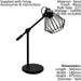 2 PACK Table Desk Lamp Colour Black Shade Black Open Wire Frame Pivots E27 40W Loops