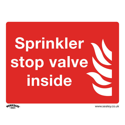 1x SPRINKLER STOP VALVE Health & Safety Sign - Rigid Plastic 200 x 150mm Warning Loops
