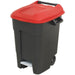 100 Litre Capacity Wheelie Bin with Foot Pedal - Two 200mm Wheels - Red Loops