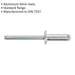 200 PACK - 6.4mm x 12mm Blind Pop Rivets - Standard Flange Aluminium Compression Loops