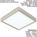 2 PACK Ceiling Light Satin Nickel 210mm Square Surface Mounted 16.5W LED 3000K Loops