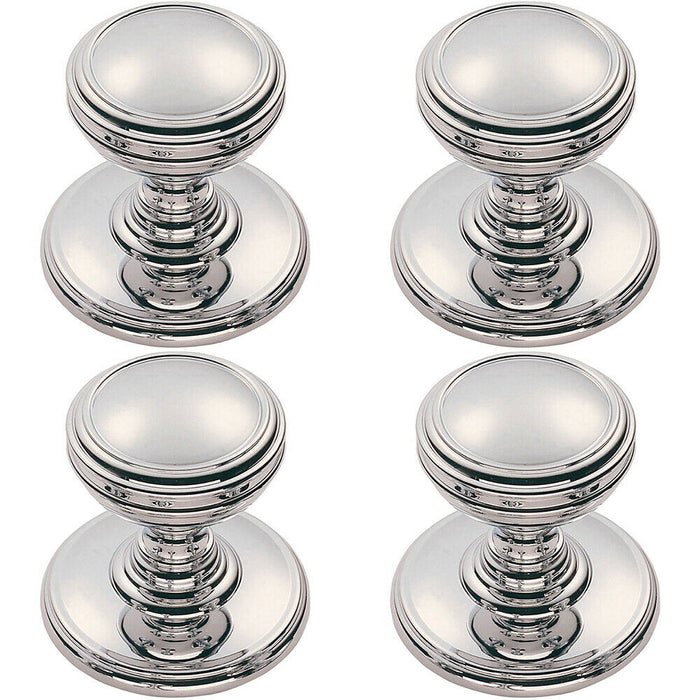 4x Ringed Tiered Cupboard Door Knob 38mm Diameter Polished Chrome Cabinet Handle Loops