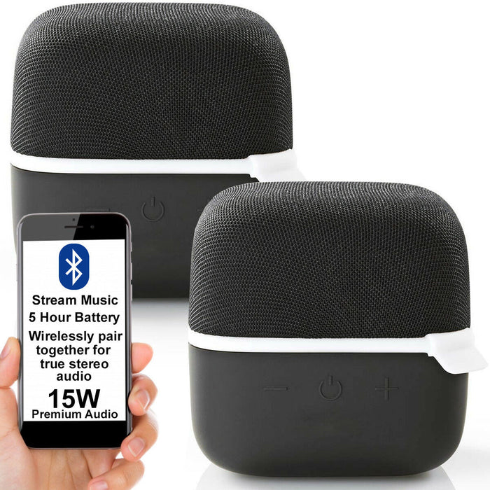 2x 15W Bluetooth Speaker Kit WHITE True Wireless Stereo Portable Rechargeable