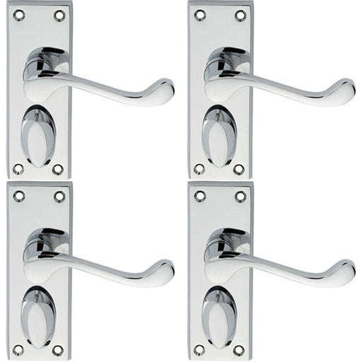 4x PAIR Victorian Scroll Handle on Privacy Backplate 118 x 43mm Polished Chrome Loops