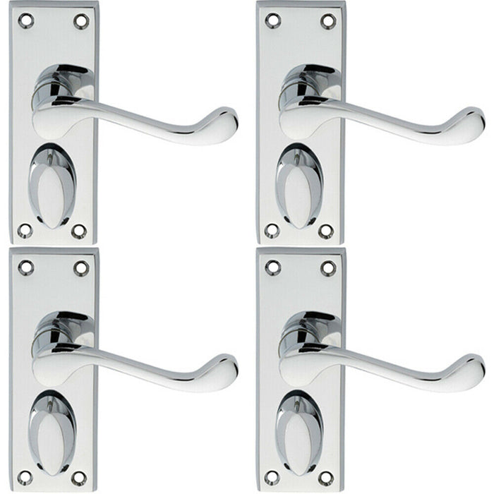 4x PAIR Victorian Scroll Handle on Privacy Backplate 118 x 43mm Polished Chrome Loops
