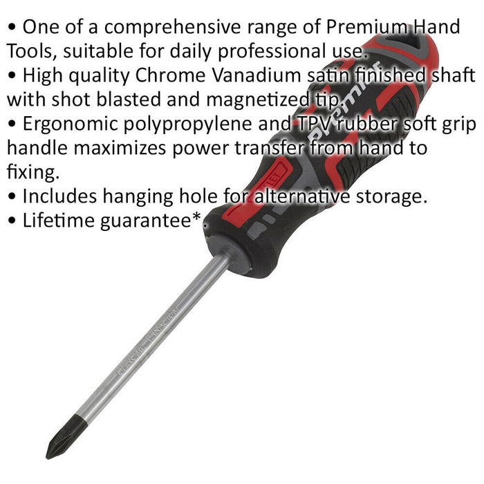 PREMIUM Phillips 1 x 75mm Screwdriver - Ergonomic Soft Grip - Magnetic Tip Loops