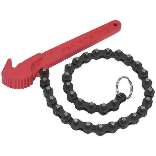 Forged Steel Oil Filter Chain Wrench - 60-106mm Capacity - Twin-Claw Body Loops