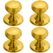 4x Ringed Tiered Cupboard Door Knob 30mm Diameter Polished Brass Cabinet Handle Loops